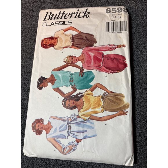 Butterick Classics 6598 Misses Semi-Fitted Blouse Sewing Pattern Size 12-14-16 U - Picture 5 of 5